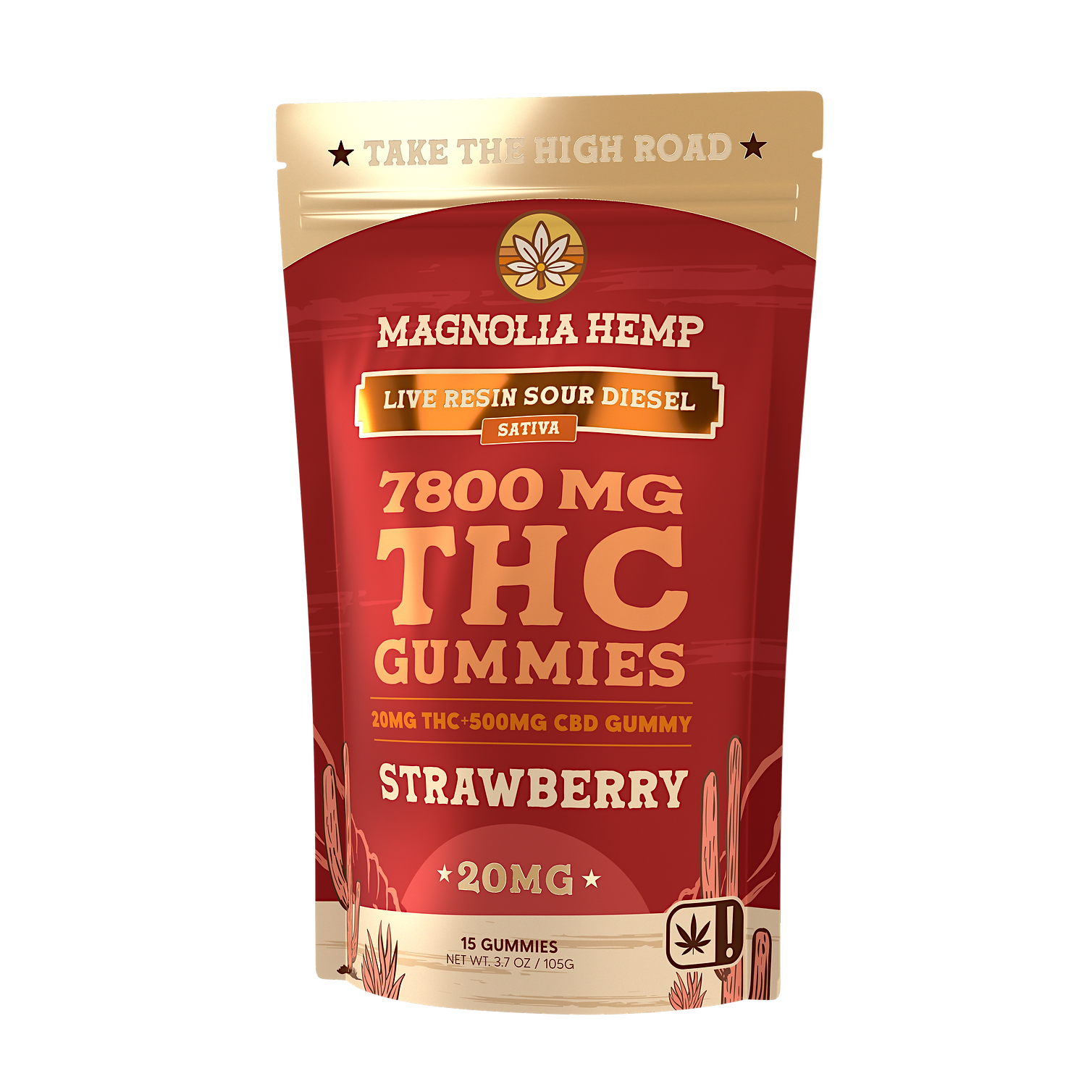 Magnolia Hemp Strawberry 1:25 Ratio THC:CBD Gummies (20mg THC/pc)